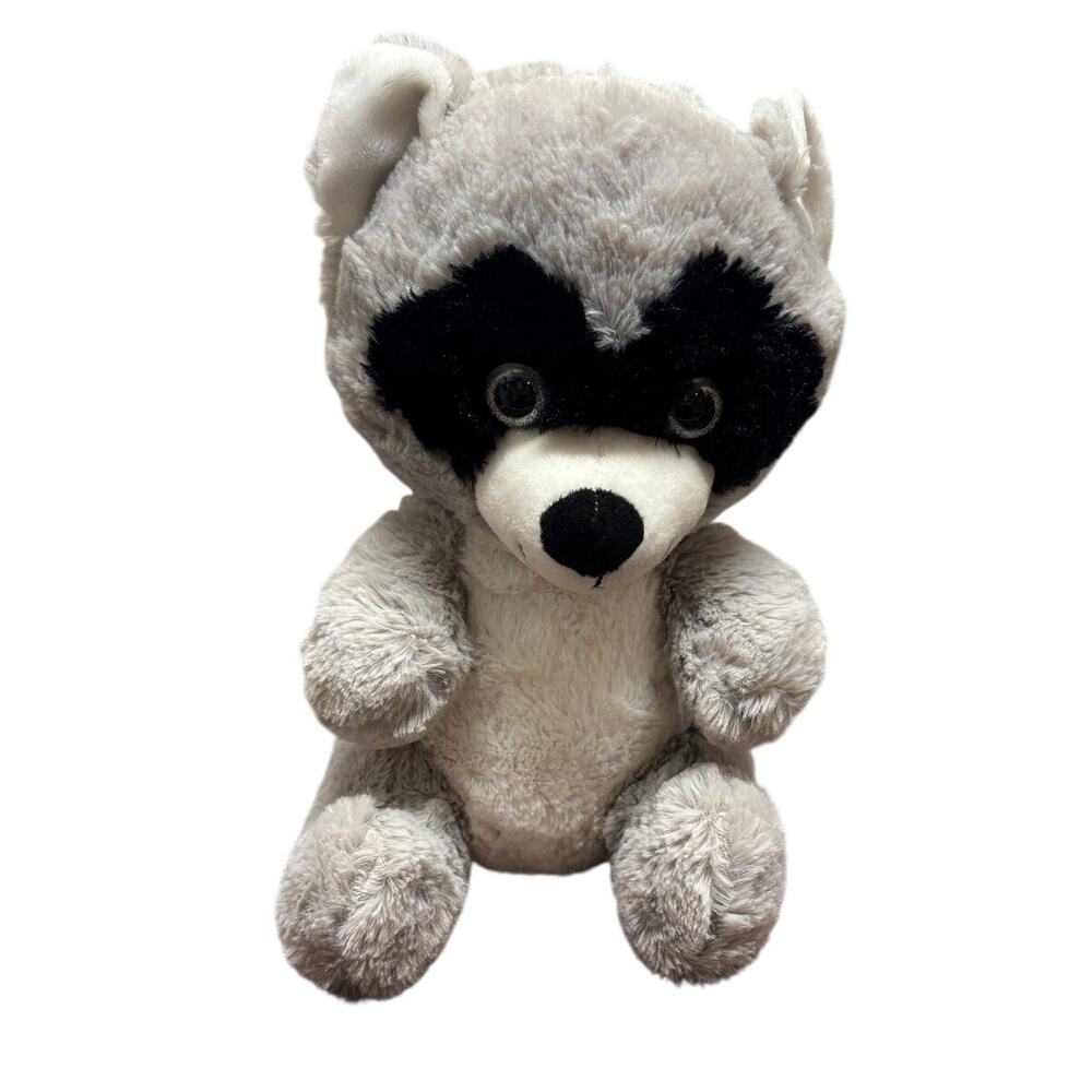Raccoon Gray Black White Stuffed Animal Plush 12" Sitting Trash Panda